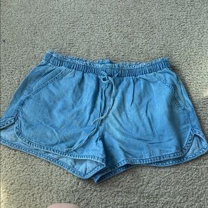 American Eagle Women's Medium Blue Denim-Style Drawstring Cotton Shorts